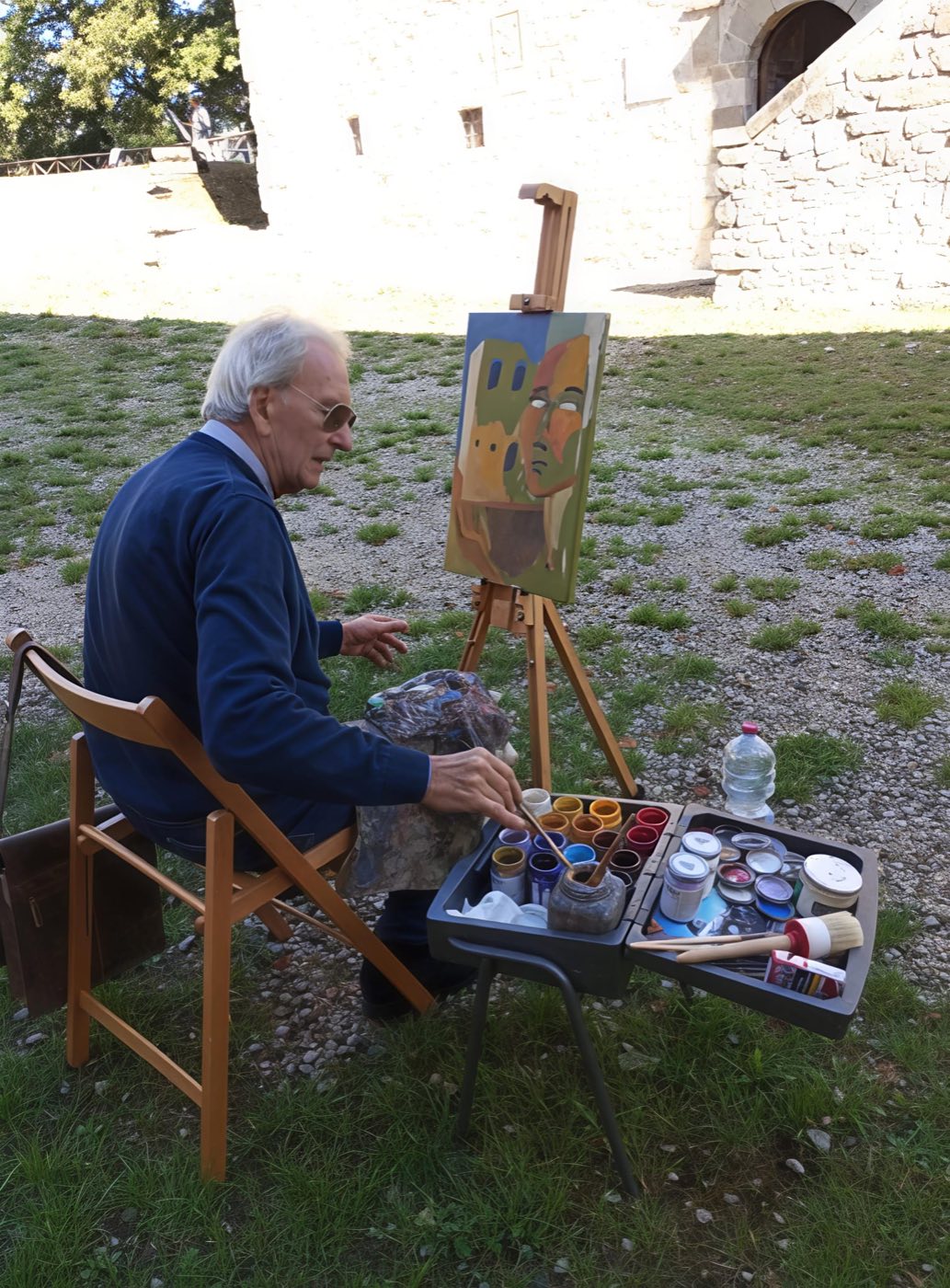 Giacomo De Troia al cavalletto en plein air, immerso nella natura