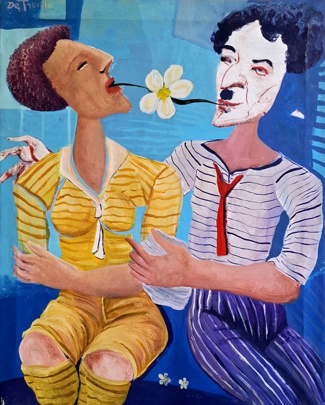 Andrea e Nicol, dipinto ad acrilico su tela di Giacomo De Troia, 53,5×66 cm